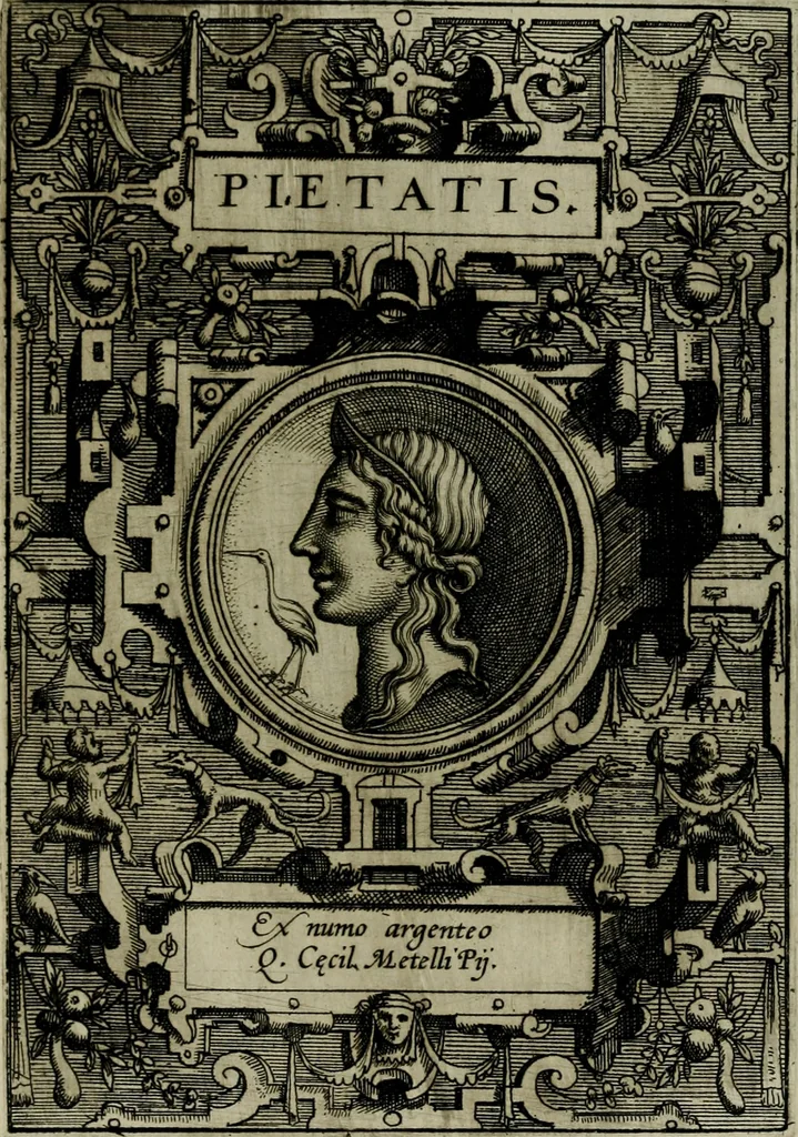An illustration from Deorvm dearvmqve capita : ex vetustis numismatibus in gratiam antiquitatis studiosorum effigiata et edita : ex museo Abrahami Ortelii, 1573, leaf 94