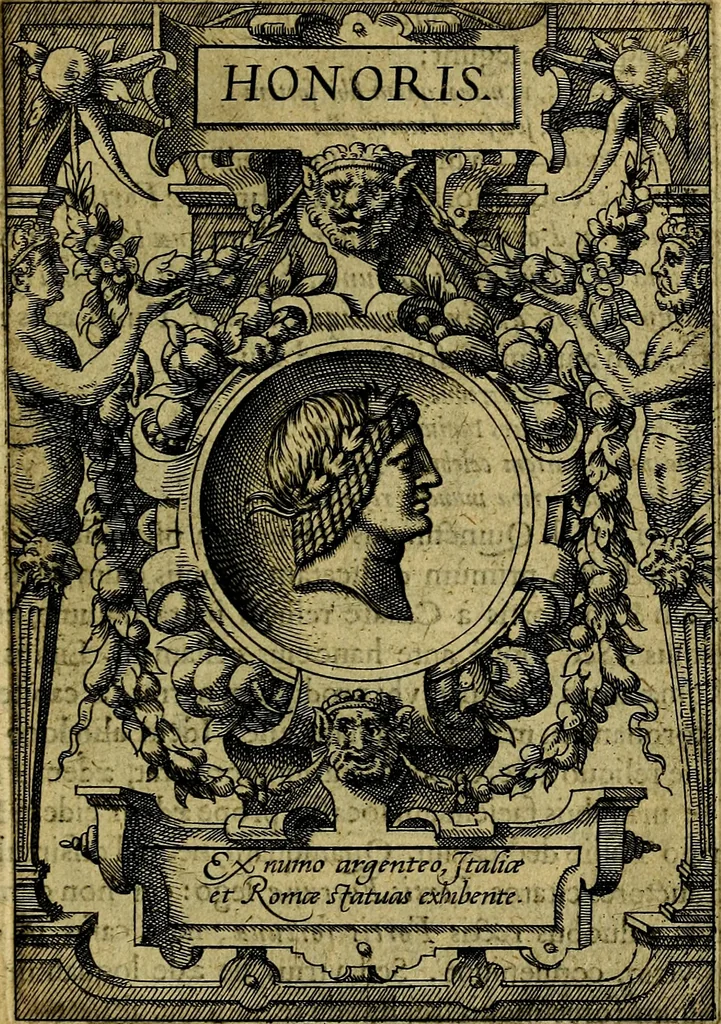 An illustration from Deorvm dearvmqve capita, ex antiquis numismatibus Abrahami Ortelii collecta et historica narratione illustrata a Francisco Sweertio, 1602, leaf 100