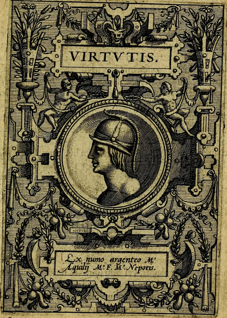An illustration from Deorvm dearvmqve capita, ex antiquis numismatibus Abrahami Ortelii collecta et historica narratione illustrata a Francisco Sweertio, 1602, leaf 110