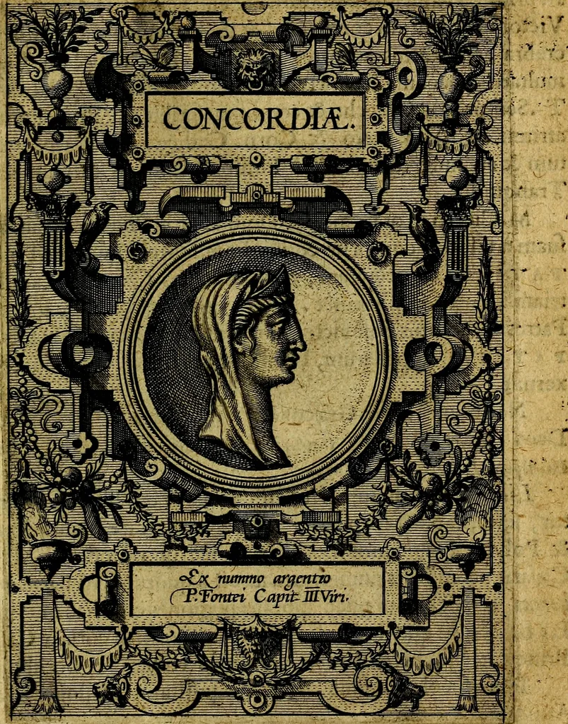 An illustration from Deorvm dearvmqve capita, ex antiquis numismatibus Abrahami Ortelii collecta et historica narratione illustrata a Francisco Sweertio, 1602, leaf 120