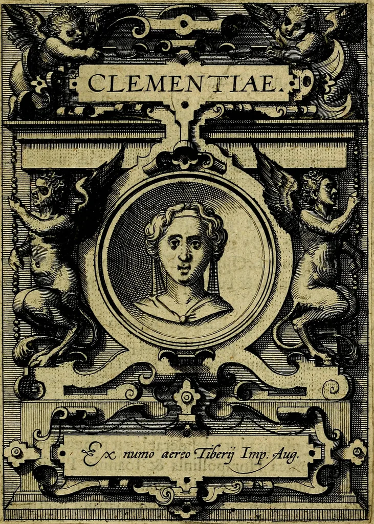 An illustration from Deorvm dearvmqve capita, ex antiquis numismatibus Abrahami Ortelii collecta et historica narratione illustrata a Francisco Sweertio, 1602, leaf 128
