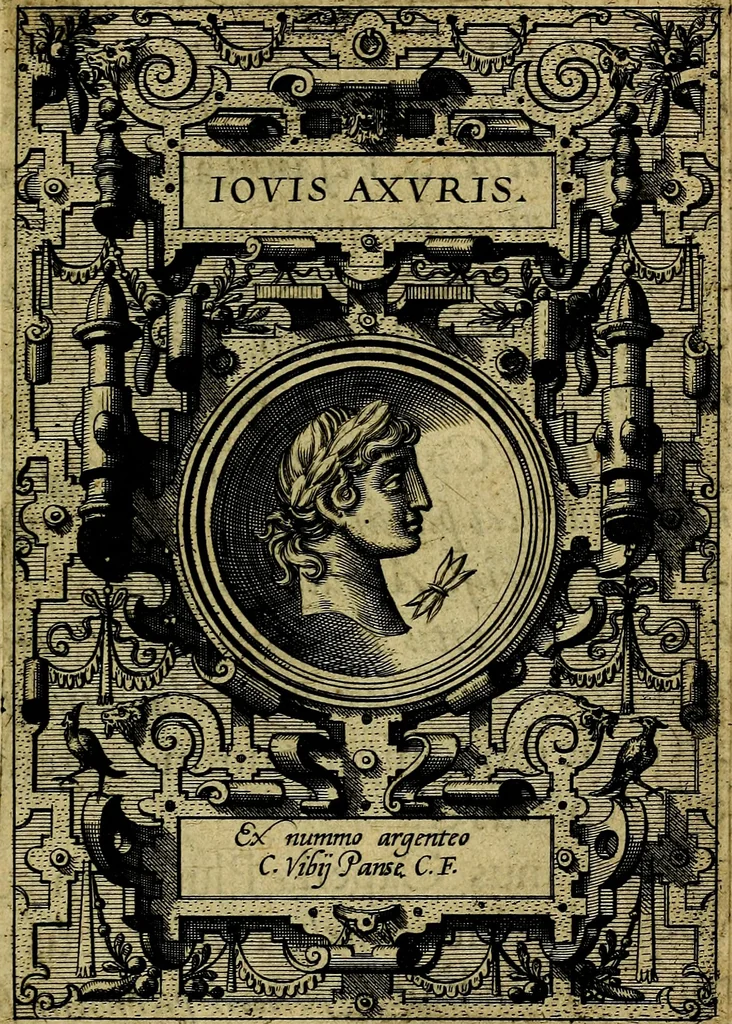 An illustration from Deorvm dearvmqve capita, ex antiquis numismatibus Abrahami Ortelii collecta et historica narratione illustrata a Francisco Sweertio, 1602, leaf 24