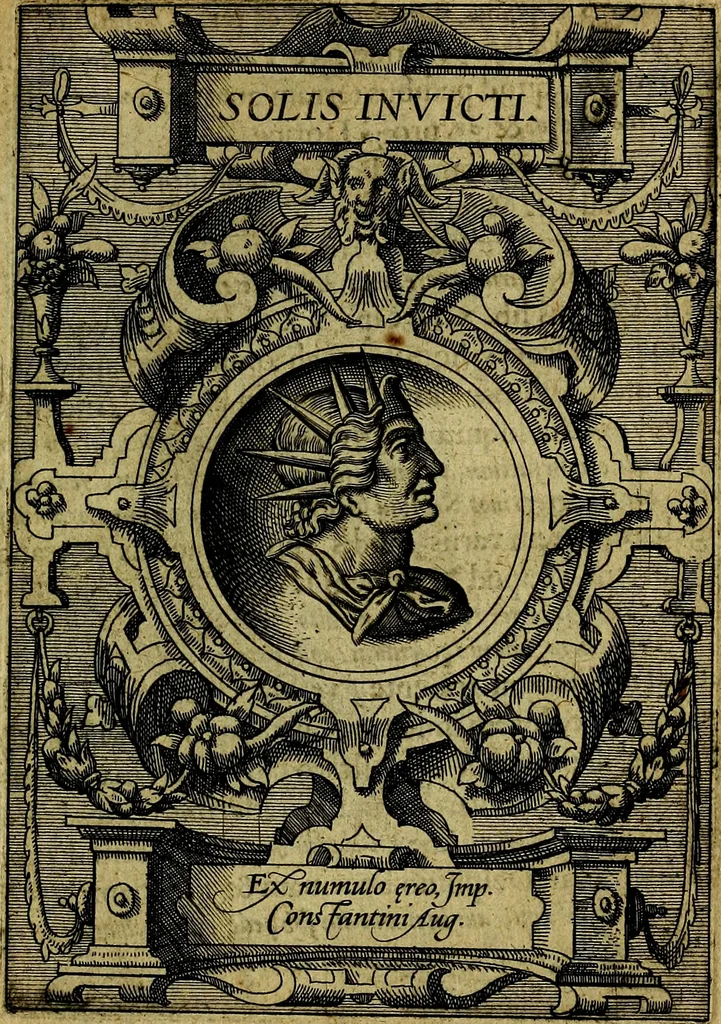 An illustration from Deorvm dearvmqve capita, ex antiquis numismatibus Abrahami Ortelii collecta et historica narratione illustrata a Francisco Sweertio, 1602, leaf 34