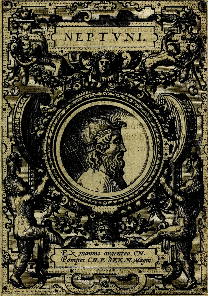 An illustration from Deorvm dearvmqve capita, ex antiquis numismatibus Abrahami Ortelii collecta et historica narratione illustrata a Francisco Sweertio, 1602, leaf 38
