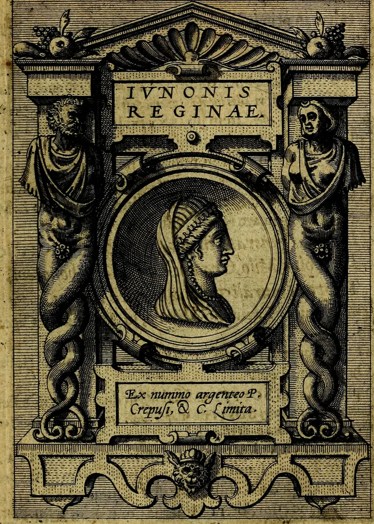 An illustration from Deorvm dearvmqve capita, ex antiquis numismatibus Abrahami Ortelii collecta et historica narratione illustrata a Francisco Sweertio, 1602, leaf 50
