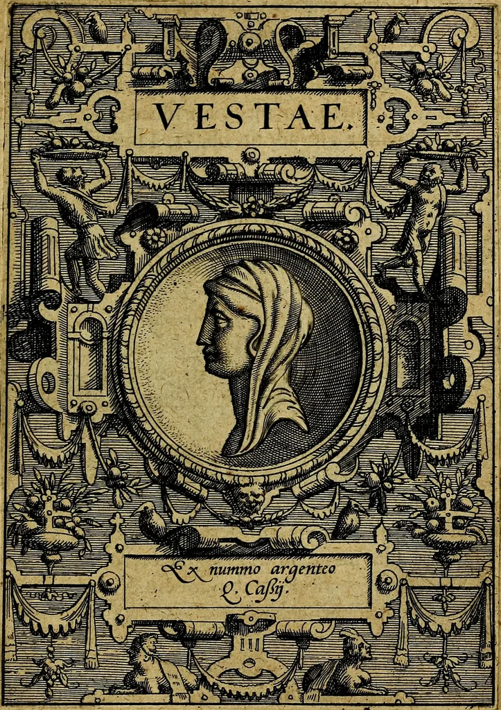 An illustration from Deorvm dearvmqve capita, ex antiquis numismatibus Abrahami Ortelii collecta et historica narratione illustrata a Francisco Sweertio, 1602, leaf 58