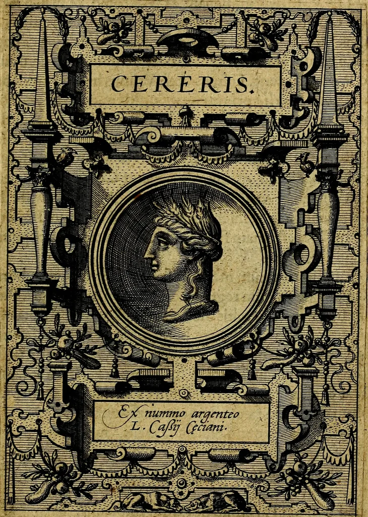 An illustration from Deorvm dearvmqve capita, ex antiquis numismatibus Abrahami Ortelii collecta et historica narratione illustrata a Francisco Sweertio, 1602, leaf 60