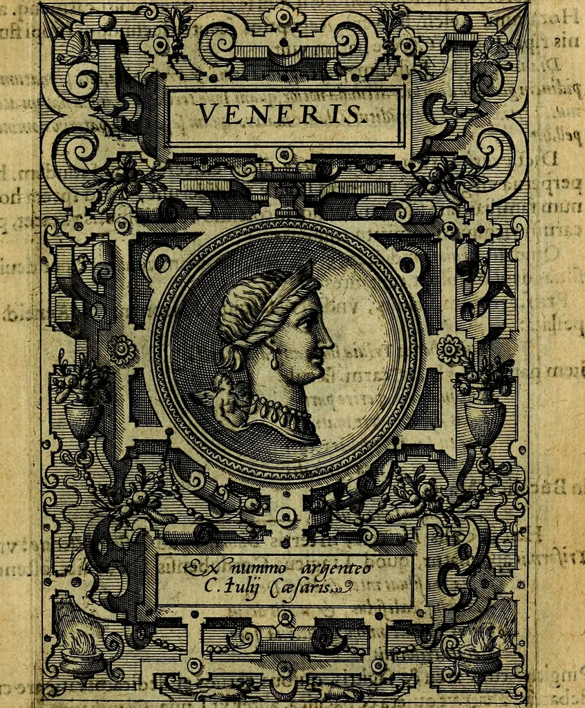 An illustration from Deorvm dearvmqve capita, ex antiquis numismatibus Abrahami Ortelii collecta et historica narratione illustrata a Francisco Sweertio, 1602, leaf 66