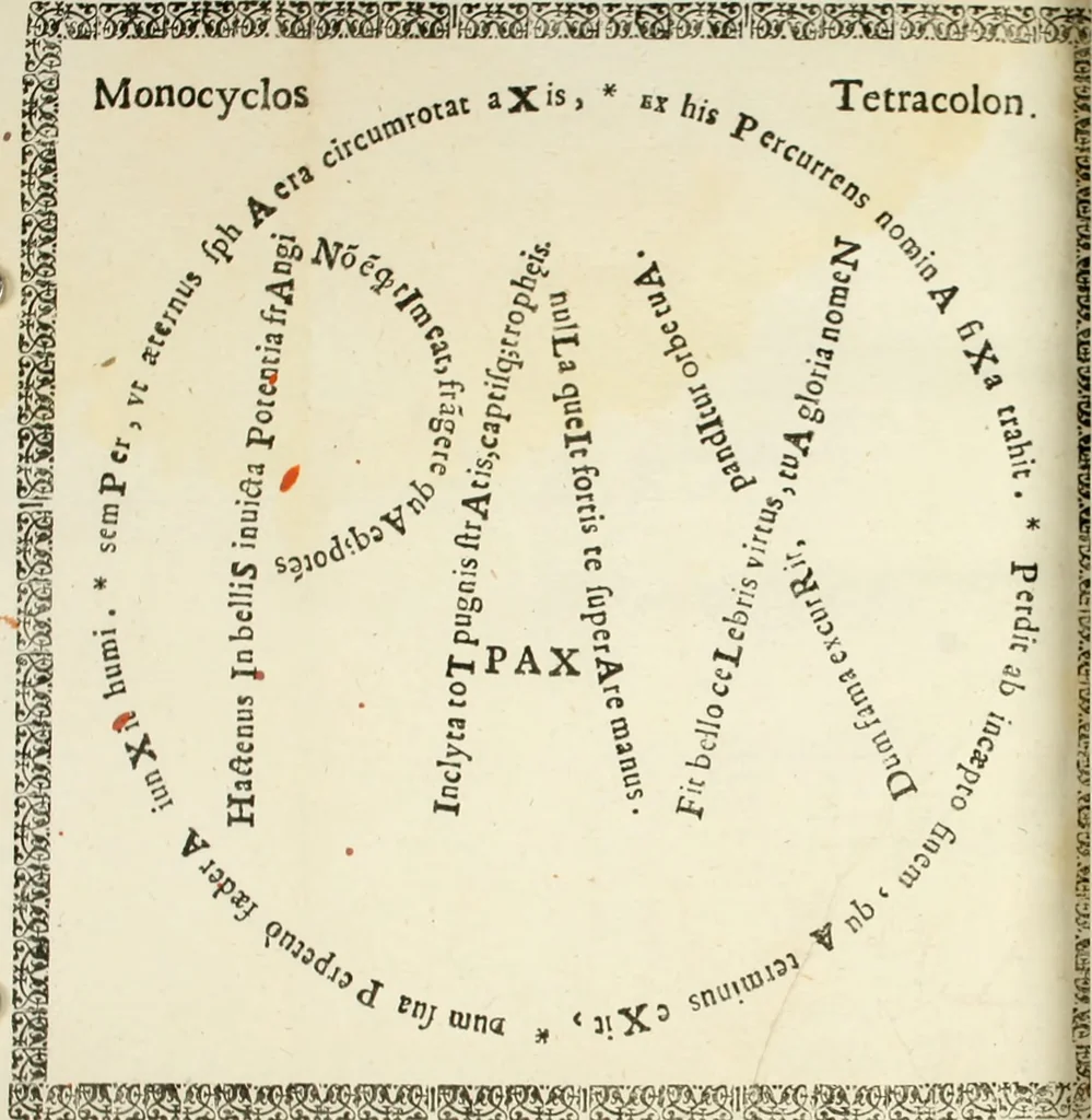An illustration from De pace inter hispaniarum et galliarum reges habita : panegyrica dictio, 1660, leaf 26