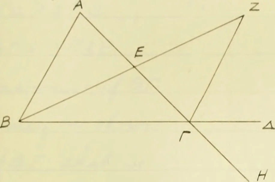 An illustration from The dependence of Euklid's propositions upon his axioms and postulates, 1907, leaf 194
