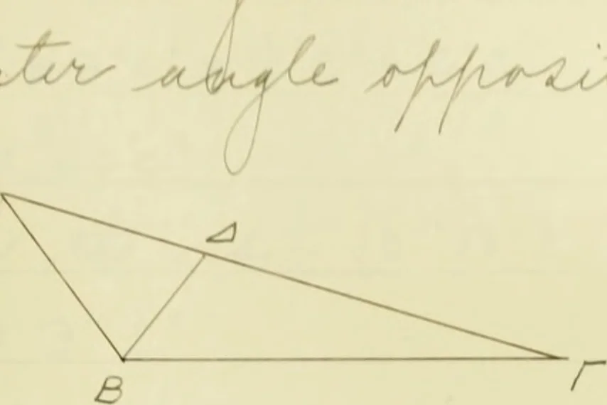 An illustration from The dependence of Euklid's propositions upon his axioms and postulates, 1907, leaf 202