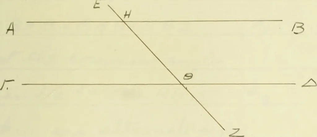 An illustration from The dependence of Euklid's propositions upon his axioms and postulates, 1907, leaf 252