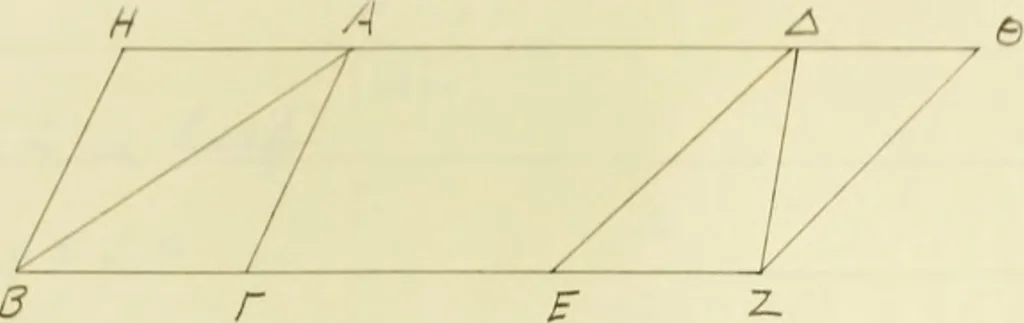 An illustration from The dependence of Euklid's propositions upon his axioms and postulates, 1907, leaf 302