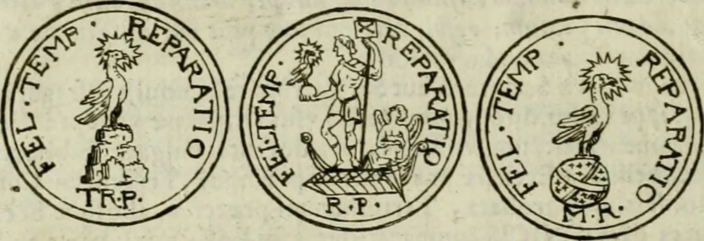 An illustration from De phoenice, in numismate imp. Antonini Caracallae expressa : epistola Gabrielidis Carolae Patinae, 1683, leaf 17
