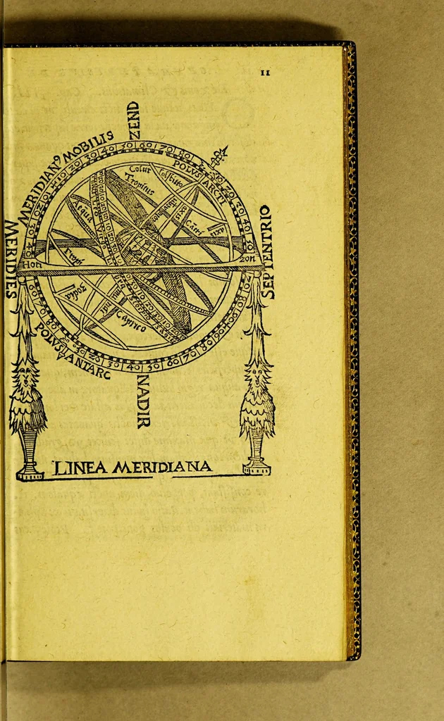 An illustration from De principiis astronomiae et cosmographiae: deque vsu globi ab eode[m] editi. Item de orbis diuisione, [&] insulis, rebúsq[ue]; nuper inue[n]tis. : Eiusdem libellus de locorum describendorum ratione. Et de eorum distantiis inueniendis, nunquam antehac visus., 1548, leaf 19