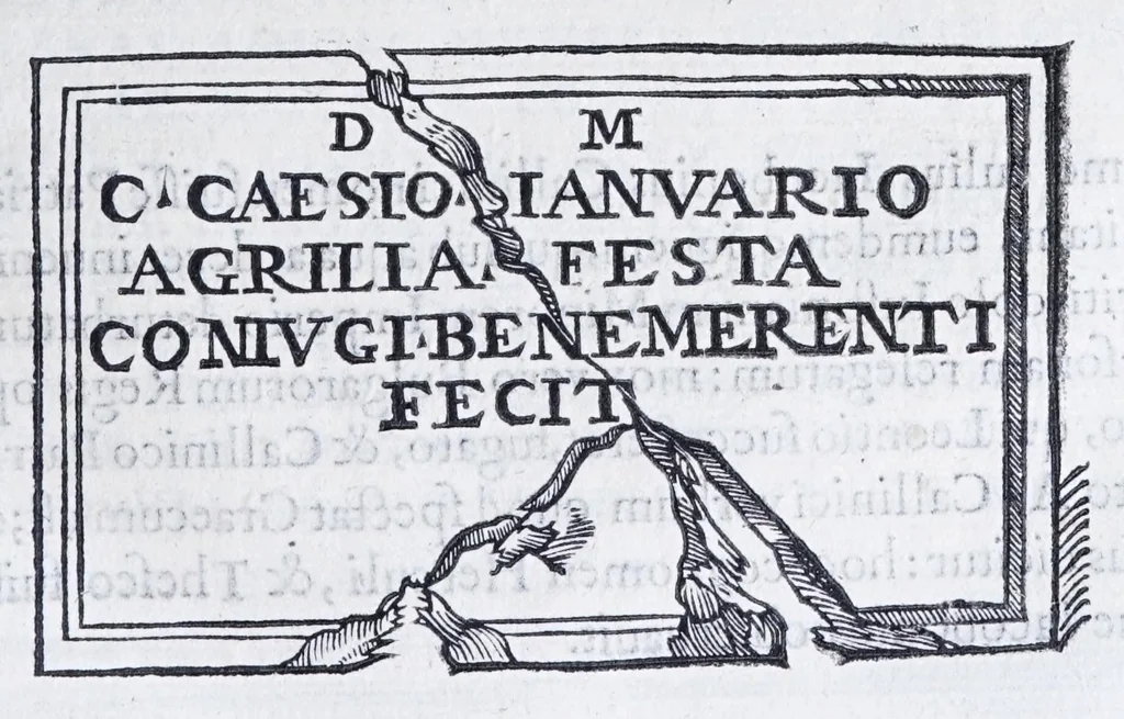 An illustration from De prisca Caesiorvm gente Io. Baptistae Fonteii primionis commentariorvm libri dvo : cvm Ivlii Iacobonii appendice, 1582, leaf 125