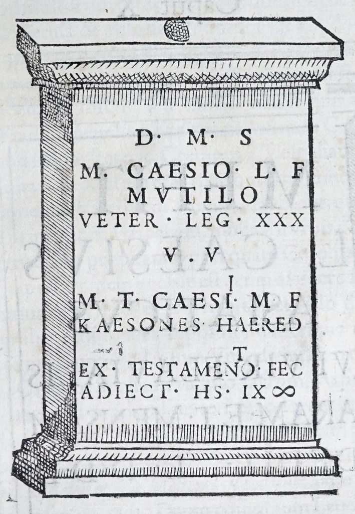 An illustration from De prisca Caesiorvm gente Io. Baptistae Fonteii primionis commentariorvm libri dvo : cvm Ivlii Iacobonii appendice, 1582, leaf 153