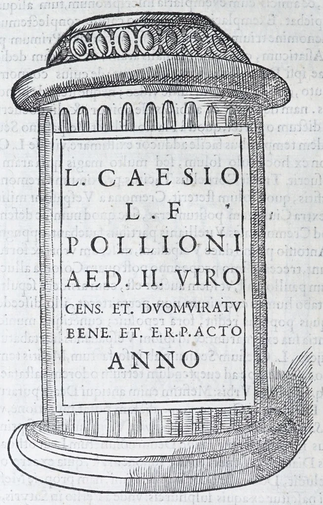 An illustration from De prisca Caesiorvm gente Io. Baptistae Fonteii primionis commentariorvm libri dvo : cvm Ivlii Iacobonii appendice, 1582, leaf 156
