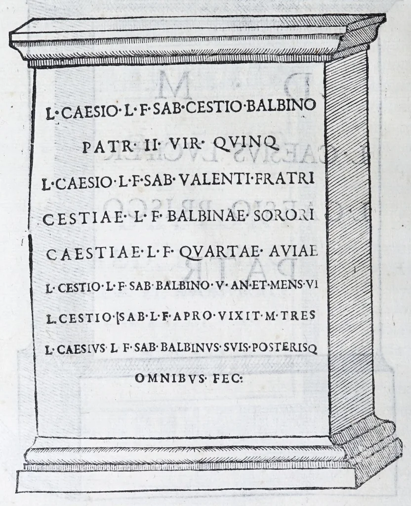 An illustration from De prisca Caesiorvm gente Io. Baptistae Fonteii primionis commentariorvm libri dvo : cvm Ivlii Iacobonii appendice, 1582, leaf 158
