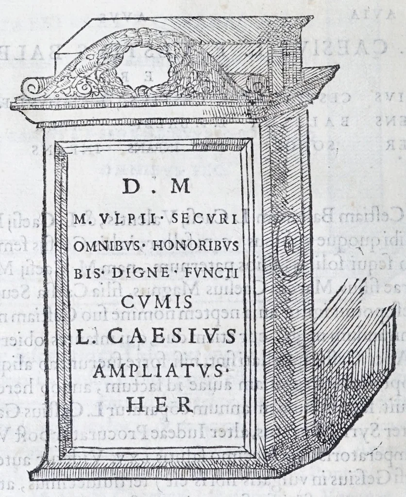 An illustration from De prisca Caesiorvm gente Io. Baptistae Fonteii primionis commentariorvm libri dvo : cvm Ivlii Iacobonii appendice, 1582, leaf 160