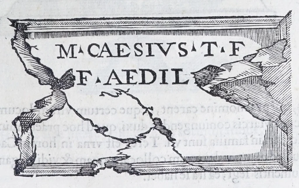 An illustration from De prisca Caesiorvm gente Io. Baptistae Fonteii primionis commentariorvm libri dvo : cvm Ivlii Iacobonii appendice, 1582, leaf 167