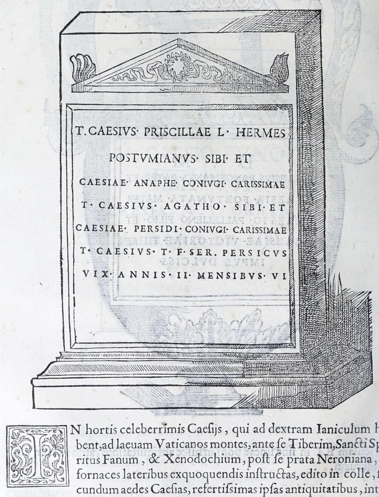 An illustration from De prisca Caesiorvm gente Io. Baptistae Fonteii primionis commentariorvm libri dvo : cvm Ivlii Iacobonii appendice, 1582, leaf 170