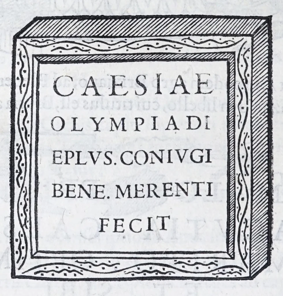 An illustration from De prisca Caesiorvm gente Io. Baptistae Fonteii primionis commentariorvm libri dvo : cvm Ivlii Iacobonii appendice, 1582, leaf 194