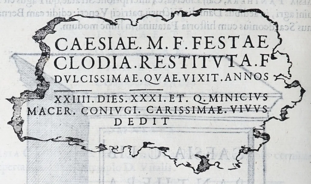 An illustration from De prisca Caesiorvm gente Io. Baptistae Fonteii primionis commentariorvm libri dvo : cvm Ivlii Iacobonii appendice, 1582, leaf 202