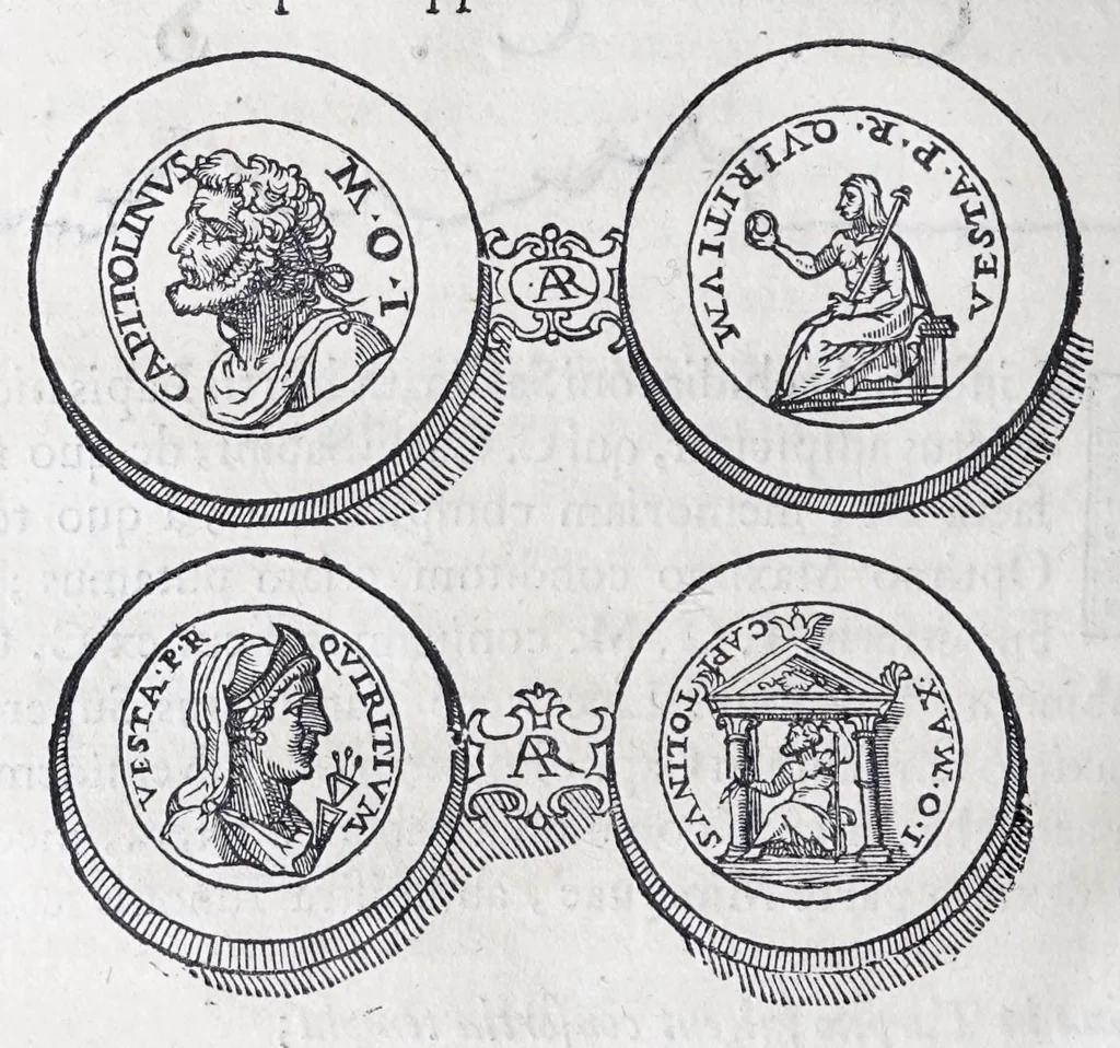 An illustration from De prisca Caesiorvm gente Io. Baptistae Fonteii primionis commentariorvm libri dvo : cvm Ivlii Iacobonii appendice, 1582, leaf 302
