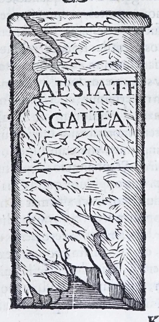 An illustration from De prisca Caesiorvm gente Io. Baptistae Fonteii primionis commentariorvm libri dvo : cvm Ivlii Iacobonii appendice, 1582, leaf 363