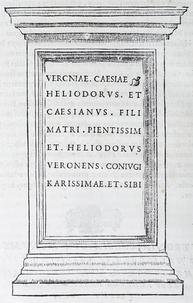 An illustration from De prisca Caesiorvm gente Io. Baptistae Fonteii primionis commentariorvm libri dvo : cvm Ivlii Iacobonii appendice, 1582, leaf 512