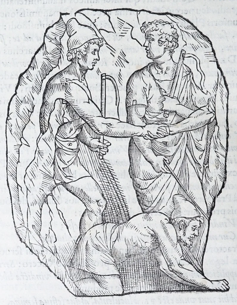 An illustration from De prisca Caesiorvm gente Io. Baptistae Fonteii primionis commentariorvm libri dvo : cvm Ivlii Iacobonii appendice, 1582, leaf 544
