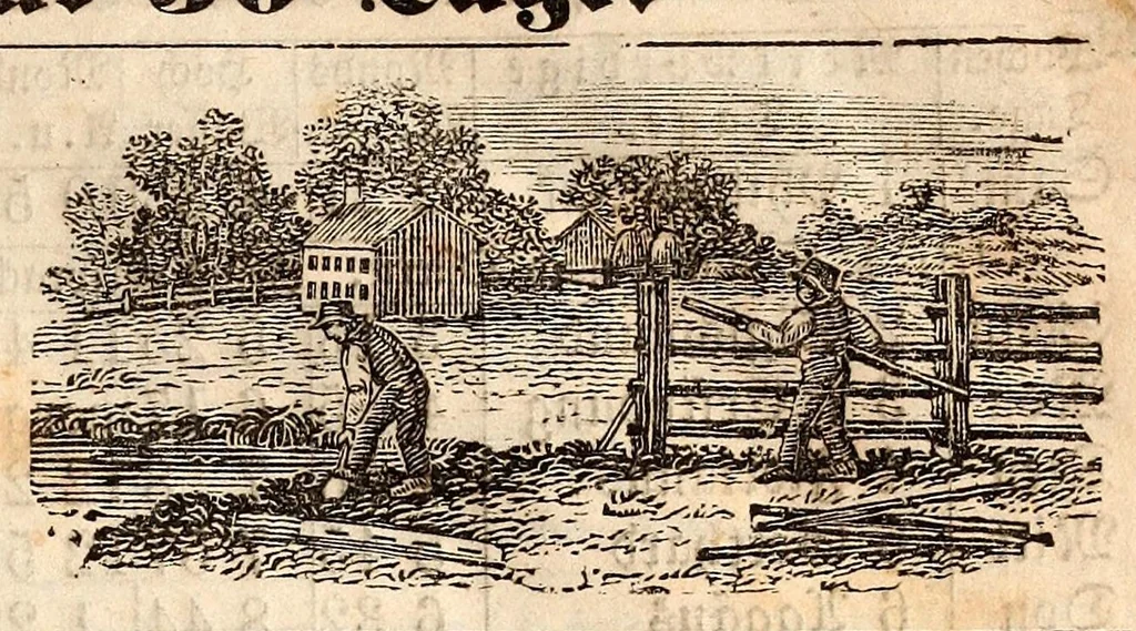 An illustration from Der alte Germantown-Kalender auf das Jahr 1858 : ... für den Pennsylvanischen Horizont und die angrenzenden Staaten berechnet, 1857, leaf 13