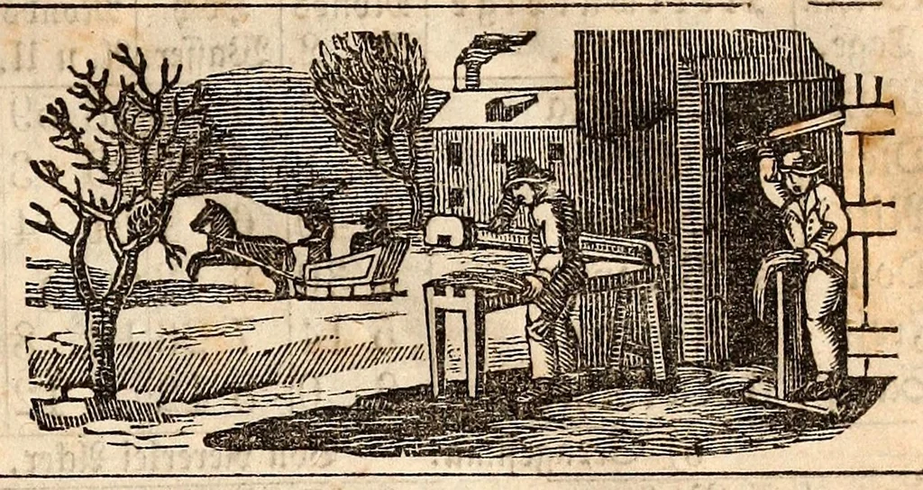 An illustration from Der alte Germantown-Kalender auf das Jahr 1858 : ... für den Pennsylvanischen Horizont und die angrenzenden Staaten berechnet, 1857, leaf 7