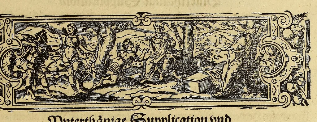An illustration from Der ander Theyl, der newlich erfundenen Landtschafft Americae, von dreyen Schiffahrten, so die Frantzosen in Floridam (die gegen Nidergang gelegen) gethan. : Eine vnter dem Häuptmann H. Laudonniere, Anno 1564. Die ander vnter H. Ribald 1565. Die dritte, vnter H. Guorguesio 1567. geschehen. Mit Beschreibung vnd lebendiger Contrafactur, dieser Provintze, Gestalt, Sitten vnd Gebräuch der Wilden,, 1591, leaf 151