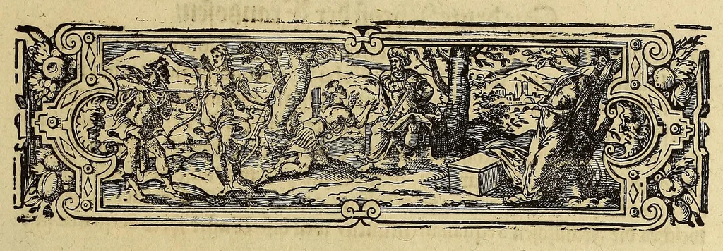 An illustration from Der ander Theyl, der newlich erfundenen Landtschafft Americae, von dreyen Schiffahrten, so die Frantzosen in Floridam (die gegen Nidergang gelegen) gethan. : Eine vnter dem Häuptmann H. Laudonniere, Anno 1564. Die ander vnter H. Ribald 1565. Die dritte, vnter H. Guorguesio 1567. geschehen. Mit Beschreibung vnd lebendiger Contrafactur, dieser Provintze, Gestalt, Sitten vnd Gebräuch der Wilden,, 1591, leaf 157