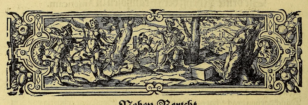 An illustration from Der ander Theyl, der newlich erfundenen Landtschafft Americae, von dreyen Schiffahrten, so die Frantzosen in Floridam (die gegen Nidergang gelegen) gethan. : Eine vnter dem Häuptmann H. Laudonniere, Anno 1564. Die ander vnter H. Ribald 1565. Die dritte, vnter H. Guorguesio 1567. geschehen. Mit Beschreibung vnd lebendiger Contrafactur, dieser Provintze, Gestalt, Sitten vnd Gebräuch der Wilden,, 1591, leaf 166