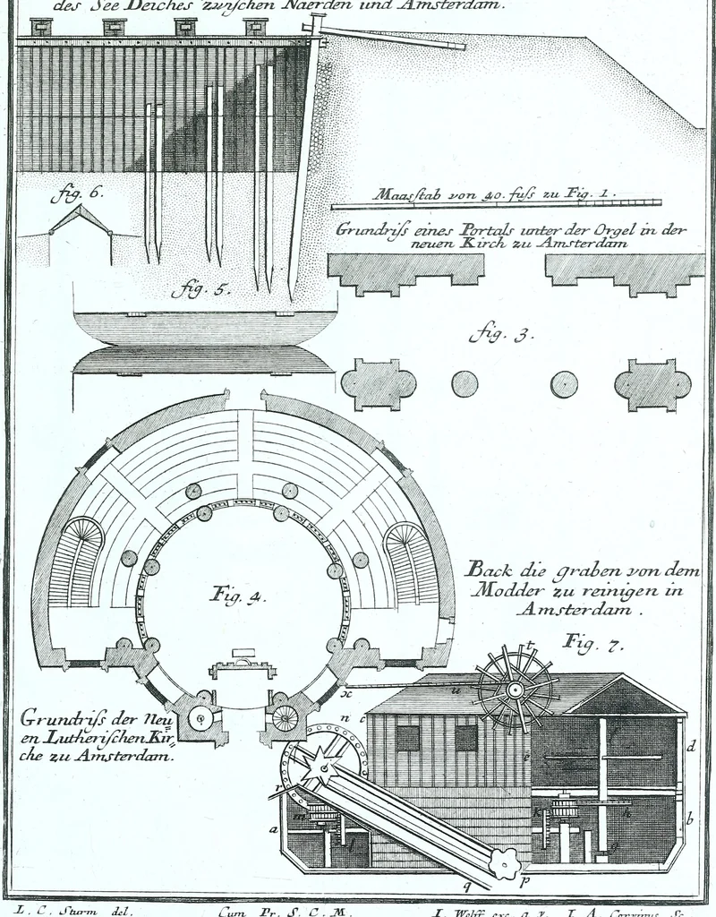An illustration from Der auserlessneste und nach den Regeln der antiquen Bau-Kunst sowohl, als nach dem heutigen Gusto verneuerte Goldmann, als der rechtschaffenste Bau-Meister, oder die gantze Civil-Bau-Kunst : in unterschiedlichen vollständigen Anweisungen dergestalt abgehandelt, dass nicht leicht der geringste undeutliche Orth in der ehemahls edirten Goldmännischen Civil-Bau-Kunst befindlich, welcher nicht jetzo sattsam erkläret worden : alles auf das auffrichtigste mitgetheilet, 1721, leaf 172