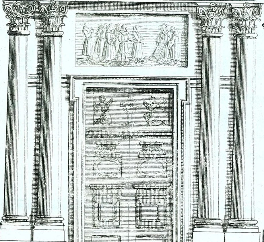 An illustration from Der auserlessneste und nach den Regeln der antiquen Bau-Kunst sowohl, als nach dem heutigen Gusto verneuerte Goldmann, als der rechtschaffenste Bau-Meister, oder die gantze Civil-Bau-Kunst : in unterschiedlichen vollständigen Anweisungen dergestalt abgehandelt, dass nicht leicht der geringste undeutliche Orth in der ehemahls edirten Goldmännischen Civil-Bau-Kunst befindlich, welcher nicht jetzo sattsam erkläret worden : alles auf das auffrichtigste mitgetheilet, 1721, leaf 190
