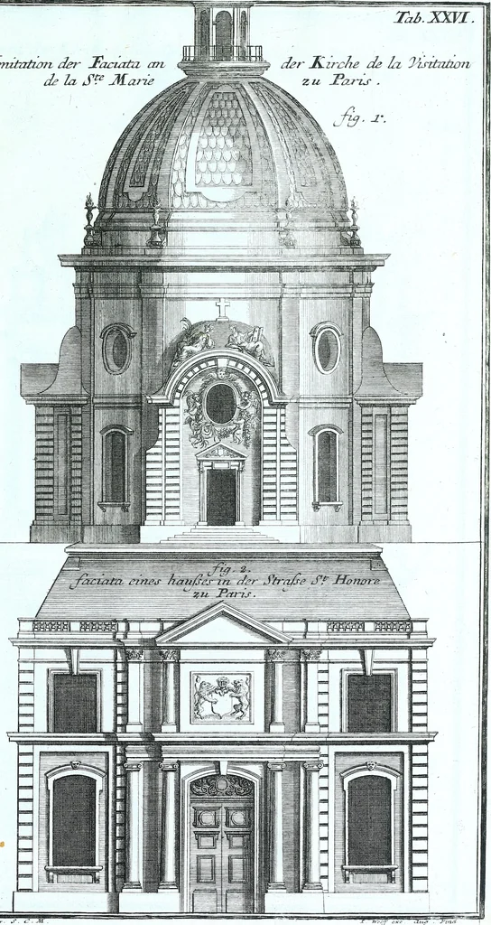 An illustration from Der auserlessneste und nach den Regeln der antiquen Bau-Kunst sowohl, als nach dem heutigen Gusto verneuerte Goldmann, als der rechtschaffenste Bau-Meister, oder die gantze Civil-Bau-Kunst : in unterschiedlichen vollständigen Anweisungen dergestalt abgehandelt, dass nicht leicht der geringste undeutliche Orth in der ehemahls edirten Goldmännischen Civil-Bau-Kunst befindlich, welcher nicht jetzo sattsam erkläret worden : alles auf das auffrichtigste mitgetheilet, 1721, leaf 206