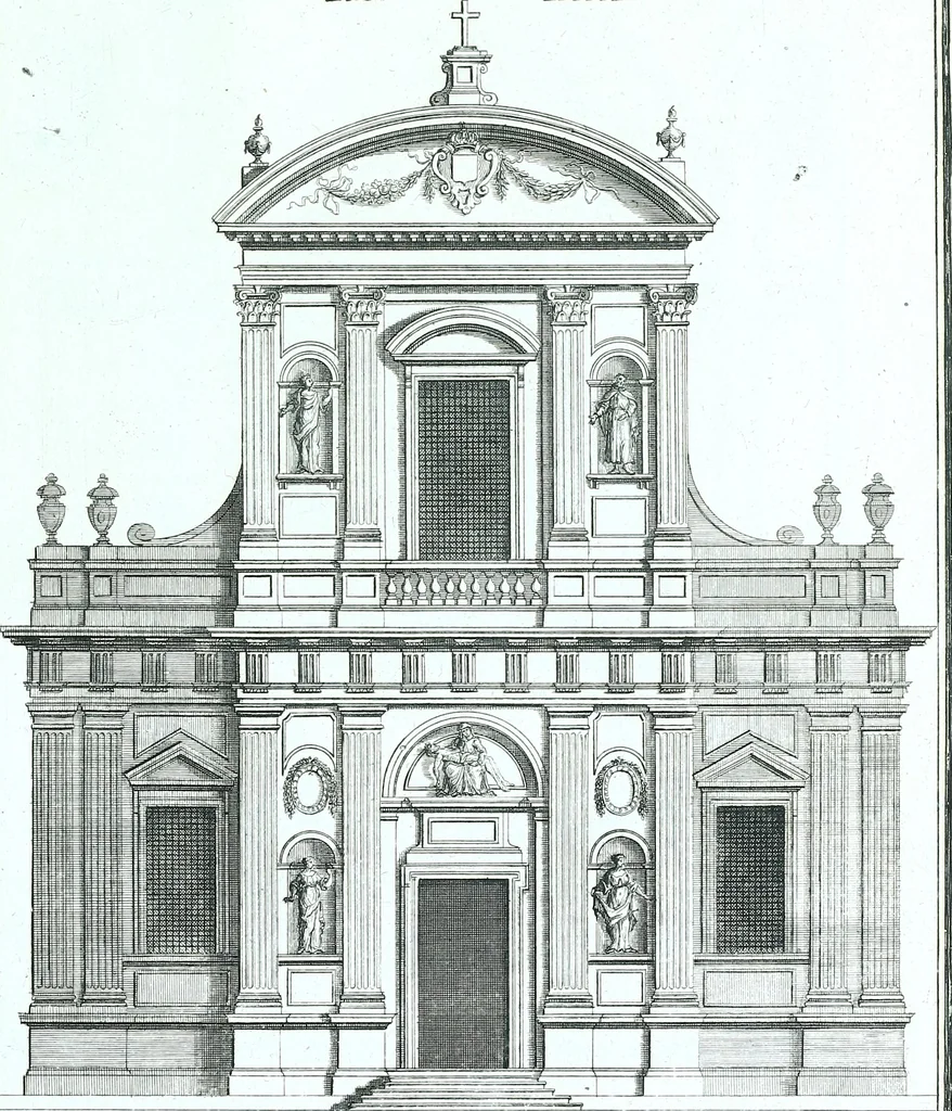 An illustration from Der auserlessneste und nach den Regeln der antiquen Bau-Kunst sowohl, als nach dem heutigen Gusto verneuerte Goldmann, als der rechtschaffenste Bau-Meister, oder die gantze Civil-Bau-Kunst : in unterschiedlichen vollständigen Anweisungen dergestalt abgehandelt, dass nicht leicht der geringste undeutliche Orth in der ehemahls edirten Goldmännischen Civil-Bau-Kunst befindlich, welcher nicht jetzo sattsam erkläret worden : alles auf das auffrichtigste mitgetheilet, 1721, leaf 214