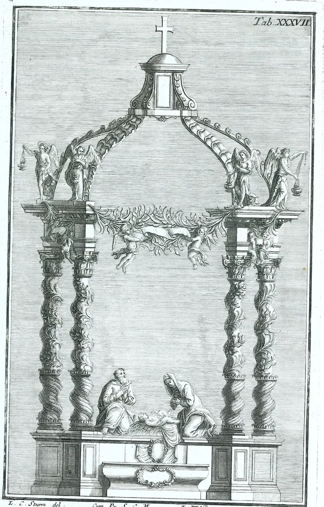 An illustration from Der auserlessneste und nach den Regeln der antiquen Bau-Kunst sowohl, als nach dem heutigen Gusto verneuerte Goldmann, als der rechtschaffenste Bau-Meister, oder die gantze Civil-Bau-Kunst : in unterschiedlichen vollständigen Anweisungen dergestalt abgehandelt, dass nicht leicht der geringste undeutliche Orth in der ehemahls edirten Goldmännischen Civil-Bau-Kunst befindlich, welcher nicht jetzo sattsam erkläret worden : alles auf das auffrichtigste mitgetheilet, 1721, leaf 228