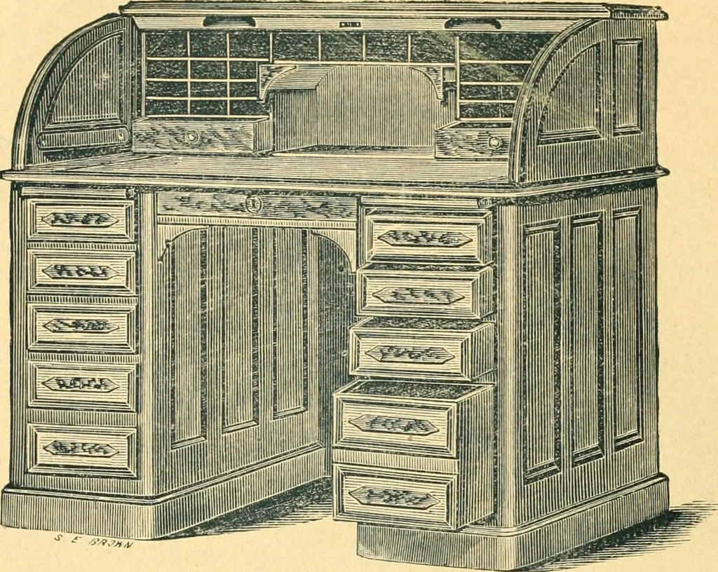 An illustration from Derby roll-top desk., 1886, leaf 13