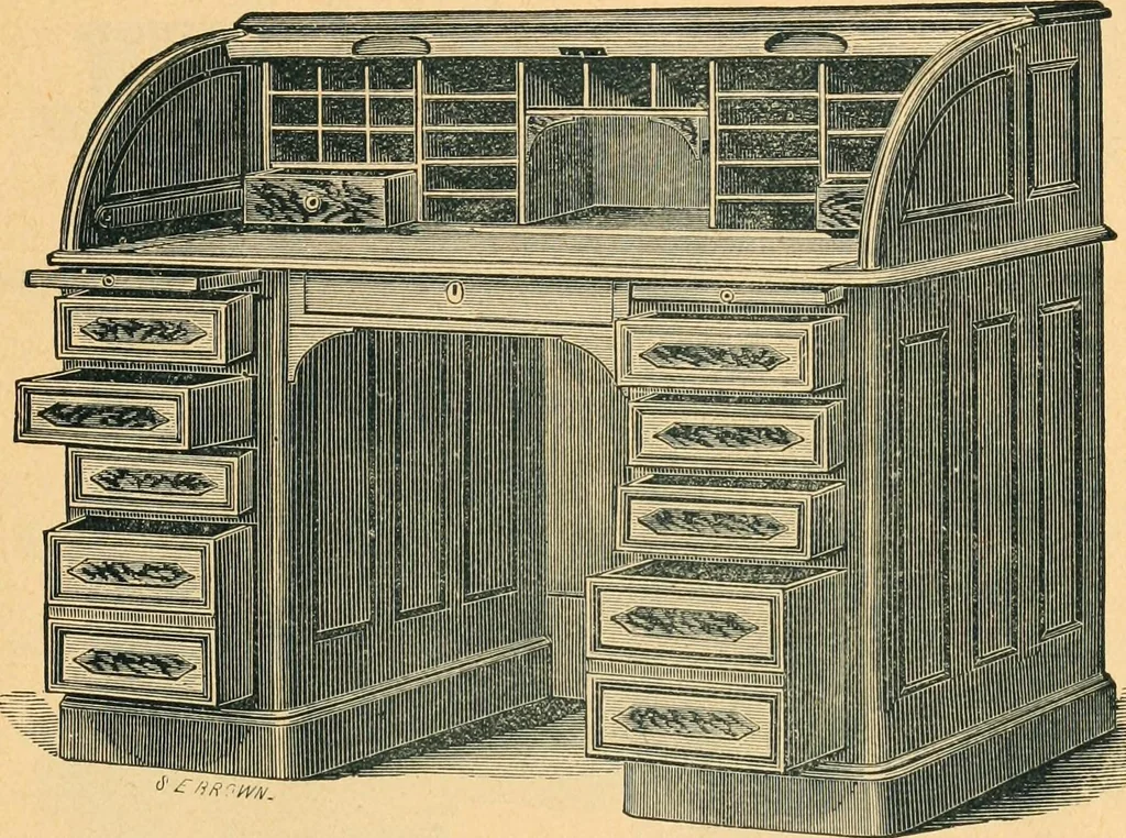 An illustration from Derby roll-top desk., 1886, leaf 14