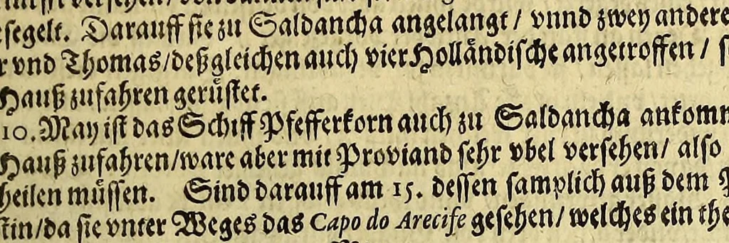 An illustration from Der dreyzehende Theil der Orientalischen Indien, darinnen beneben etlichen newen, gedenckwürdigen Schiffarten vnd Reysen, so von vnterschiedlichen Völckern, sonderlich den Portugesen, Englischen vnd Holländern, in Ost Indien, vnd dem anstossende Königreich, vom Jahr 1615. biss vff 1628. verrichtet worden. : Auch insonderheit andere biss anhero unbekandte Königreich vnnd Länder, sonderlich das Königreich Indostan, oder dess grossen Mogols, Königreich China, Persien, wie auch Moscaw, Reussen, Groenlandt, Tartarey, Algier, und andere angräntzenden Provintzen, von newem beschrieben, und mit erst erfundenen Landtaffeln vor Augen gestellet worden. Alles mit sonderbaren schönen Kupfferstücken gezieret. Mit Köm. Keys. Maj. Freyheit begnadet, 1628, leaf 23