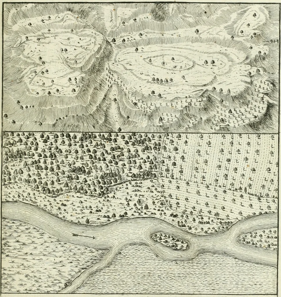 An illustration from De re ichnographica : cujus hodierna praxis exponitur, et propriis exemplis pluribus illustratur : inque varias, quae contingere possunt, ejusdem aberrationes, posito quoque calculo, inquiritur, 1751, leaf 300