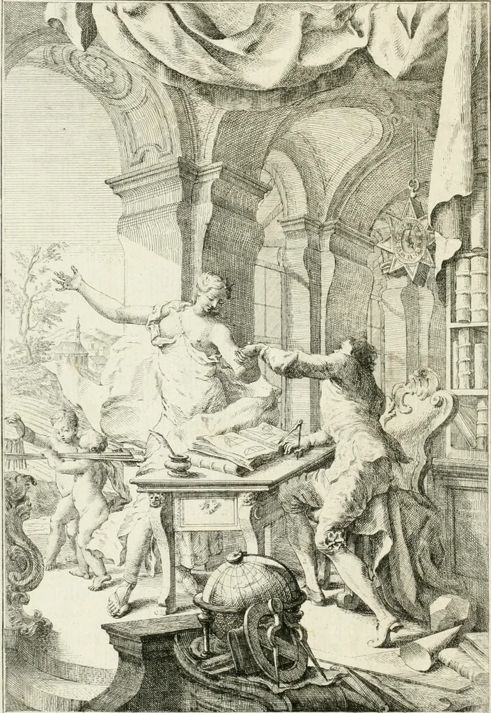 An illustration from De re ichnographica : cujus hodierna praxis exponitur, et propriis exemplis pluribus illustratur : inque varias, quae contingere possunt, ejusdem aberrationes, posito quoque calculo, inquiritur, 1751, leaf 9