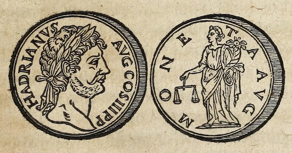 An illustration from De re monetaria vetervm Romanorvm et hodierni apvd Germanos Imperii, libri duo Marquardi Freheri ... : accedit Nicolai Oresmii ... De origine & potestate nec non de mutatione monetarum, liber subtilissimus : cum succincto tractatu eiusdem argumenti Gabrielis Byel, & notis in vtrumque locupletissimis, 1605, leaf 31