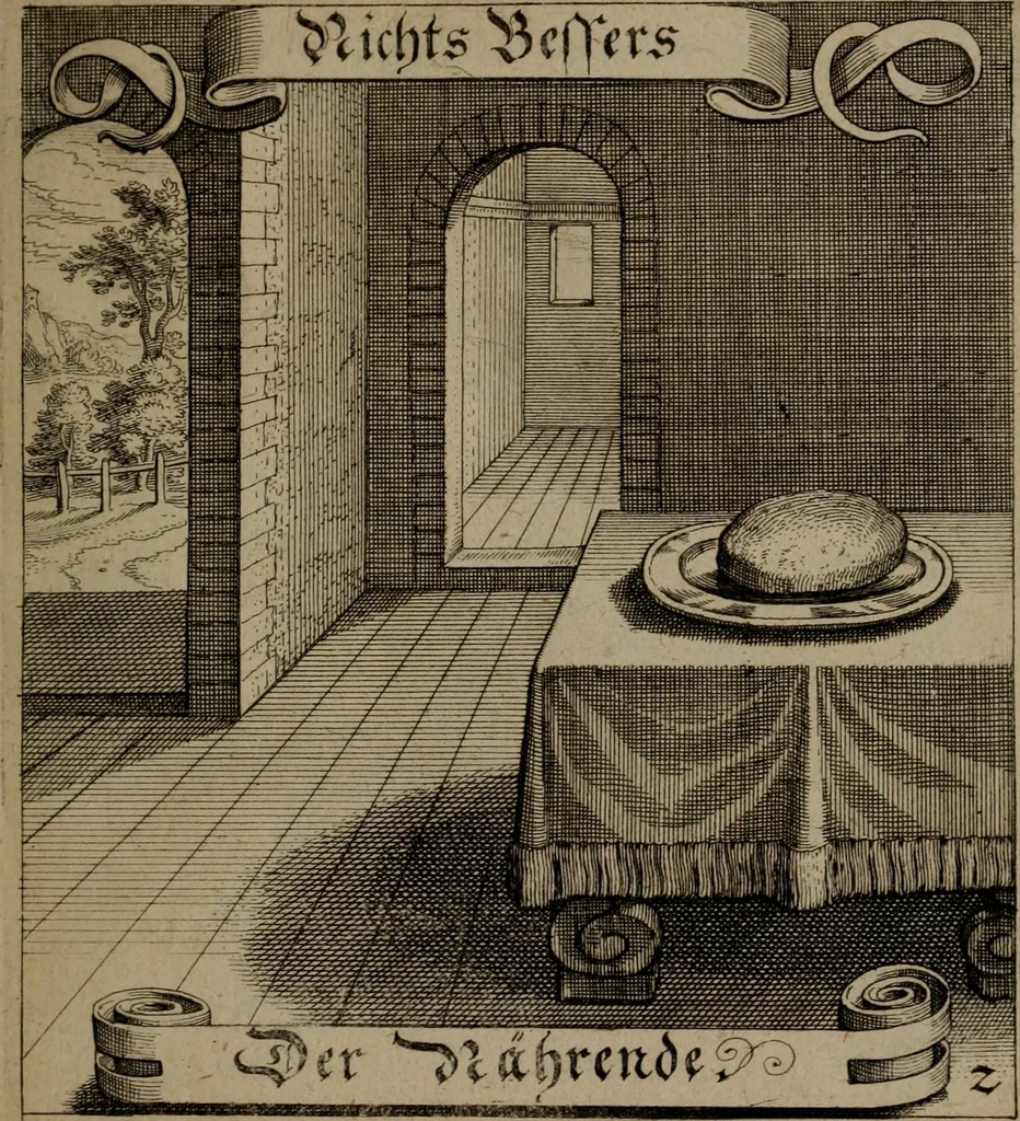 An illustration from Der Fruchtbringenden Geselschaft Nahmen, Vorhaben, Gemählde und Wörter : nach jedes Einnahme ordentlich in Kupfer gestochen, und in achtzeilige Reimgesetze verfasset, 1646, leaf 14