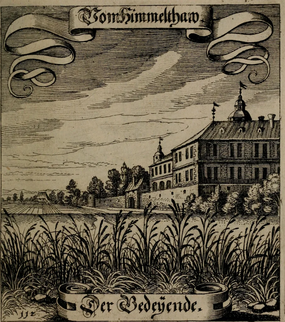 An illustration from Der Fruchtbringenden Geselschaft Nahmen, Vorhaben, Gemählde und Wörter : nach jedes Einnahme ordentlich in Kupfer gestochen, und in achtzeilige Reimgesetze verfasset, 1646, leaf 238